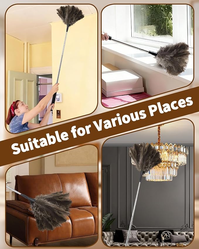 Ostrich Feather Duster, 18-48 Inch Extendable Feather Duster - Image 6