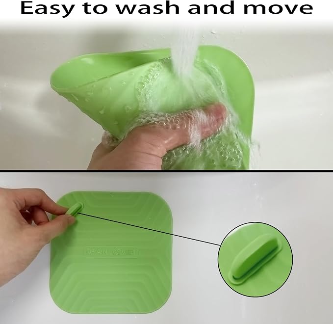 2 Pcs Green Shower Drain Cover Tub Stopper | Sewer Anti-Odor Mat Deodorizing - Image 3