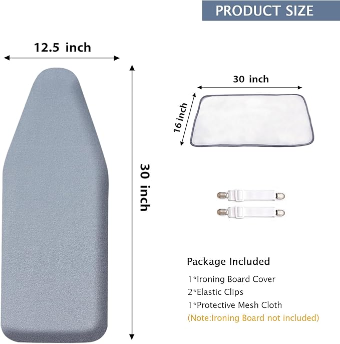 SheeChung 12.5"x32" Small Ironing Board Cover and Pad, Extra Thick Padding - Image 2