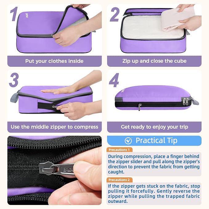 BAGAIL 4 Set/6 Set/8 Set Compression Packing Cubes Travel Accessories - Image 3