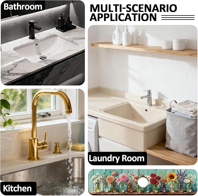 2 Pcs Kitchen Sink Splash Guard Faucet Mat Colored Glass Vases - Image 7