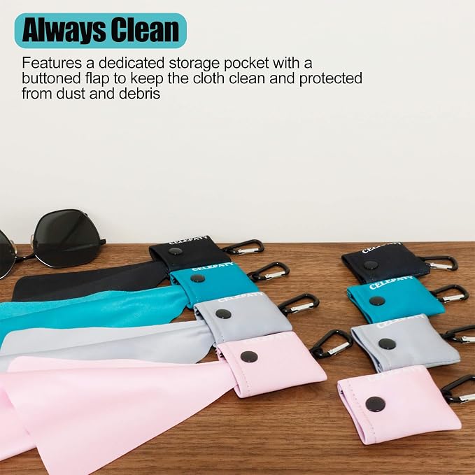 Solid Color Keychain Microfiber Eye Glasses Cleaner Cleaning Cloth Wipes - Image 3
