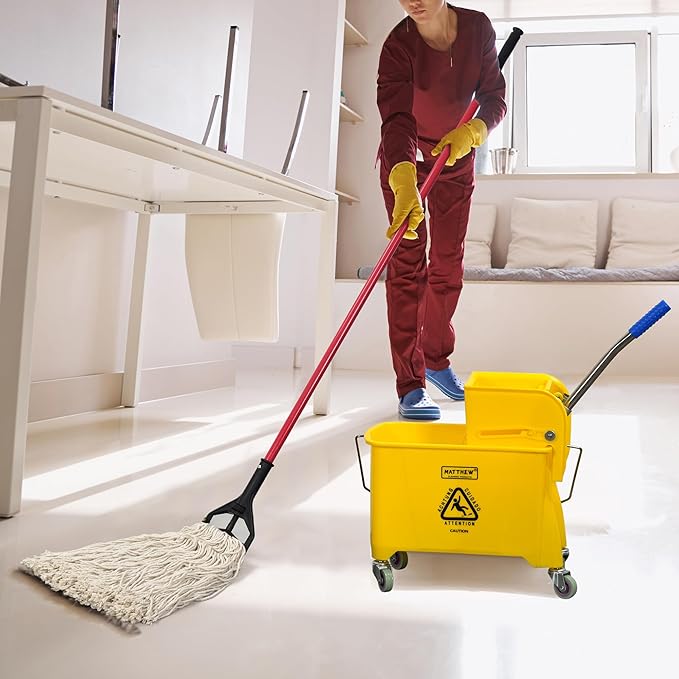 Matthew Cleaning 22 Quart Compact Mop Bucket INCL.2 Pack Mop Head - Image 5