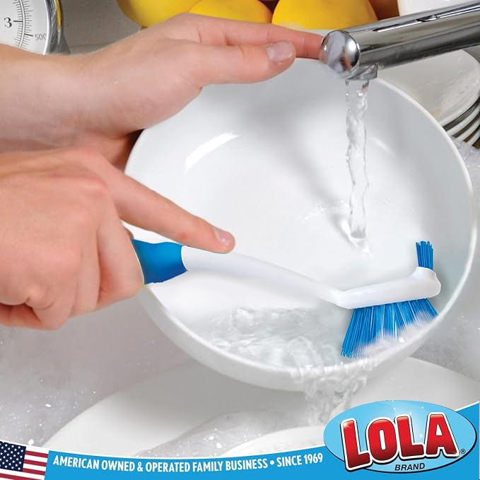 Dish Brush Kitchen Scrubber, 6 Pack, by LOLA, Has Stiff Bristles & Food Scraper - Image 5