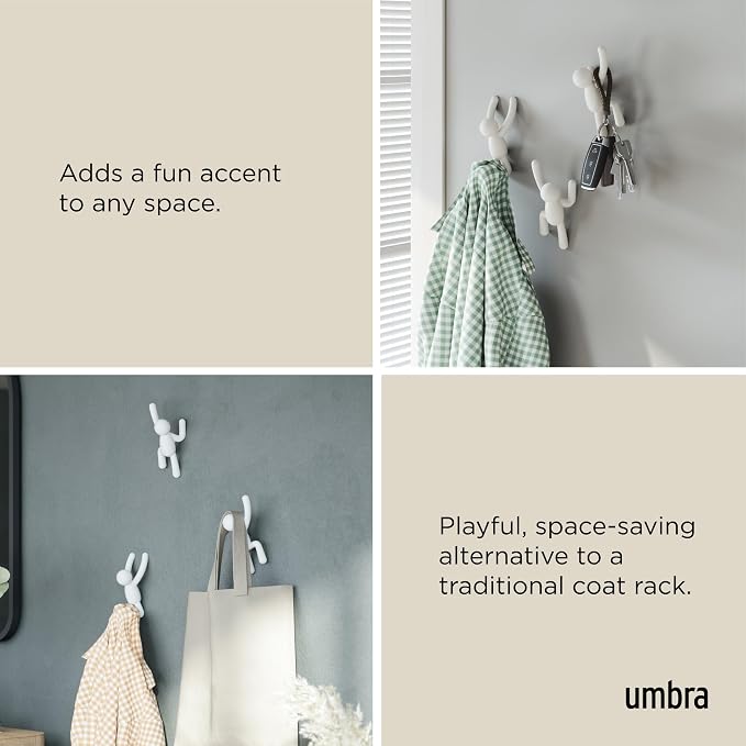 Umbra Buddy Wall Hooks, Decorative Wall Mount Coat Hooks, holds 5lbs per hook - Image 4