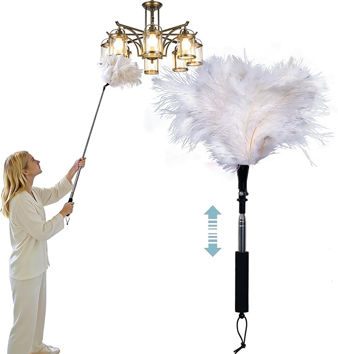 Extendable Feather Duster 22–47 Inch, Long Handle Ceiling Fan Duster by Unknown
