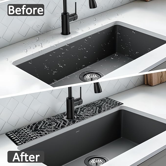 2PCS 24" X 5.5" Kitchen Sink Splash Guard Faucet Mat Aztec Super Absorbent Fast - Image 7