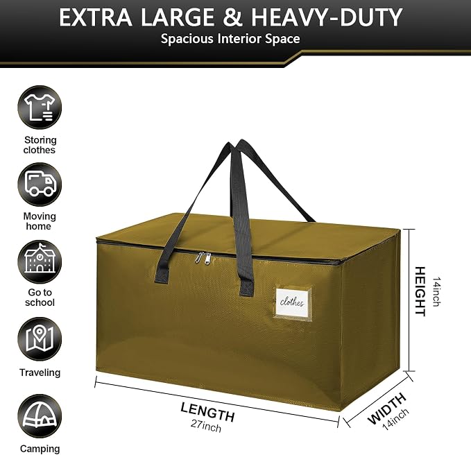 Moving Bags Heavy Duty for Packing and Storage, Large Capacity Zippered Tote - Image 2