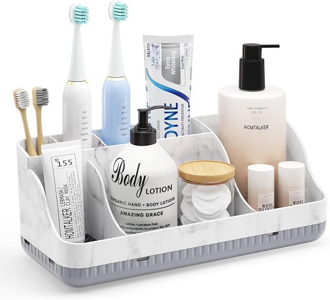Bathroom Counter Organizer and Storage, 7 Slots Detachable Toothbrush Holders by Homtalker