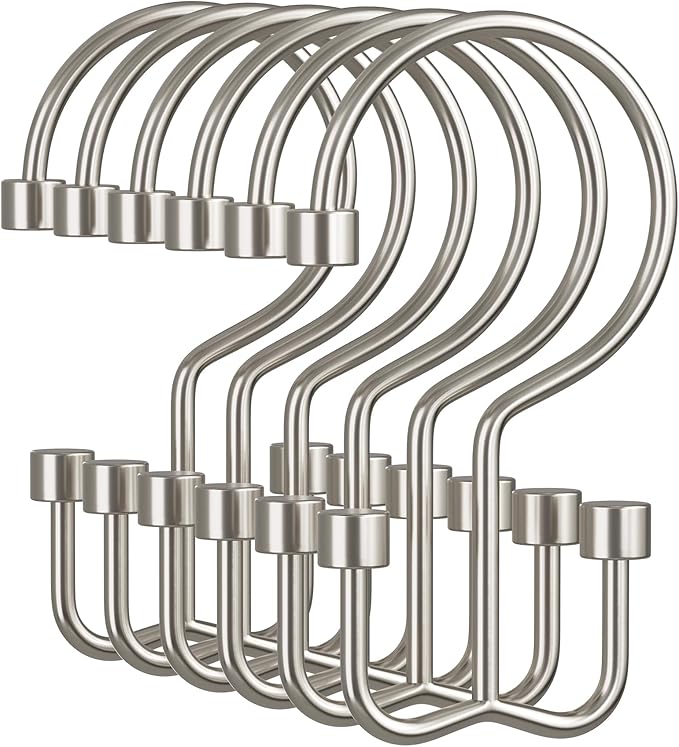 Amazer Nickel Shower Curtain Hooks, Rust-Resistant Metal Shower Hooks, by Amazer