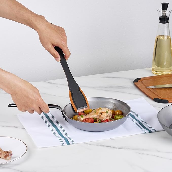 Restaurantware Met Lux 9 Inch Fry Pans, 6 No-Stick Frying Pans - Induction-Ready, Triple-Riveted, Silver Carbon Steel Cooking Skillets, Durable, For Searing, Sauteing, And Browning Food