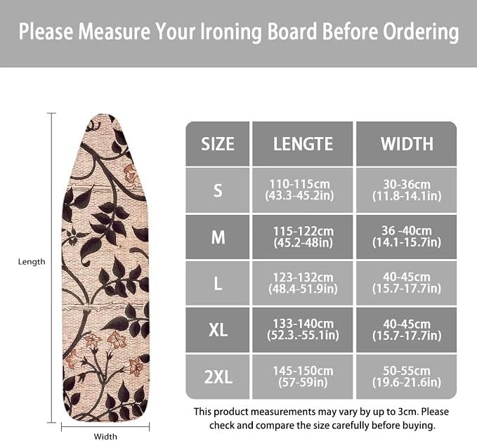 William Morris-Jasmine and Trellis Print Ironing Board Cover Hook & Loop - Image 6