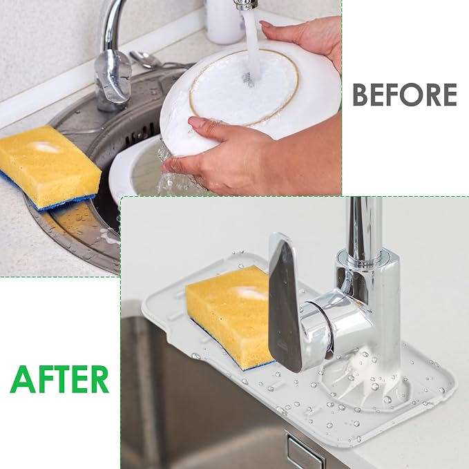 Dimeho Sink Faucet Splash Guard Mat Silicone Soap Dish Pad Small Faucet Handle - Image 5