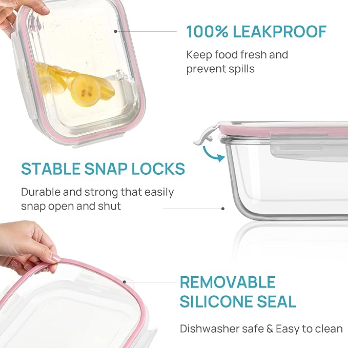 Vtopmart 2Pack 2260ml/76.4oz Extra Large Glass Storage Containers, Dishwasher - Image 6