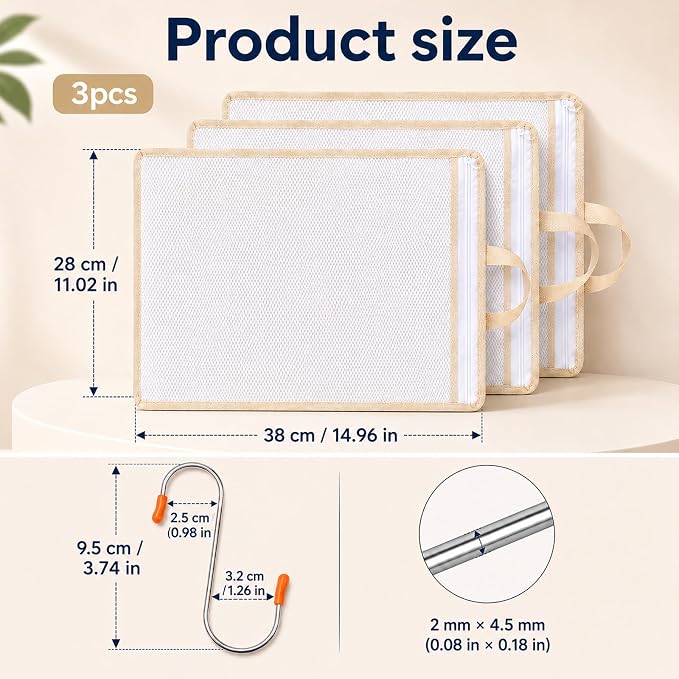 3 PCS Laundry Bags Mesh 15 × 11 Inch Hanging Laundry Bag Mesh Wash Bags Garment - Image 2
