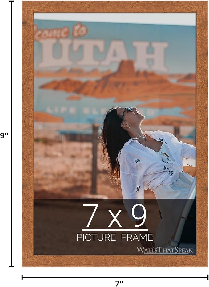 wallsthatspeak 7x9 Light Walnut Rustic Pine Picture Frame for Puzzles Posters Photos or Artwork