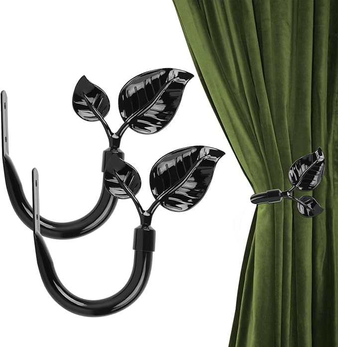 HIKMLK Leaf Shaped Curtain Tieback Holdbacks 2pcs, Handmade Metal Curtain Side by HIKMLK