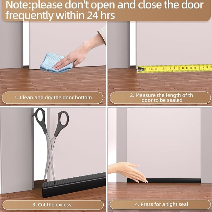 KNEELISA 39" Black Under Door Draft Stopper Interior - Image 9