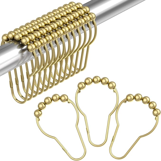 Gold Shower Curtain Hooks, Amazer Shower Curtain Rings Hooks, Rust Proof Shower by Amazer