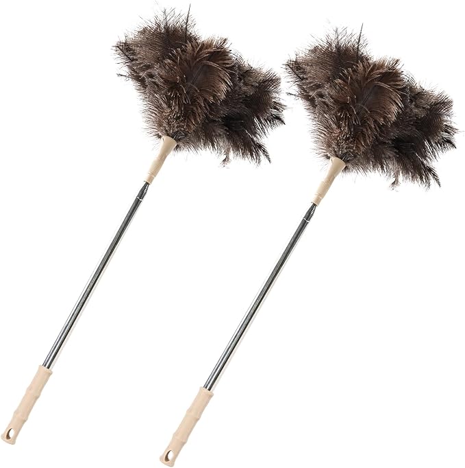Extendable Ostrich Feather Duster 27-94 Inch, Natural Cleaning Duster Extension by Greenfeather