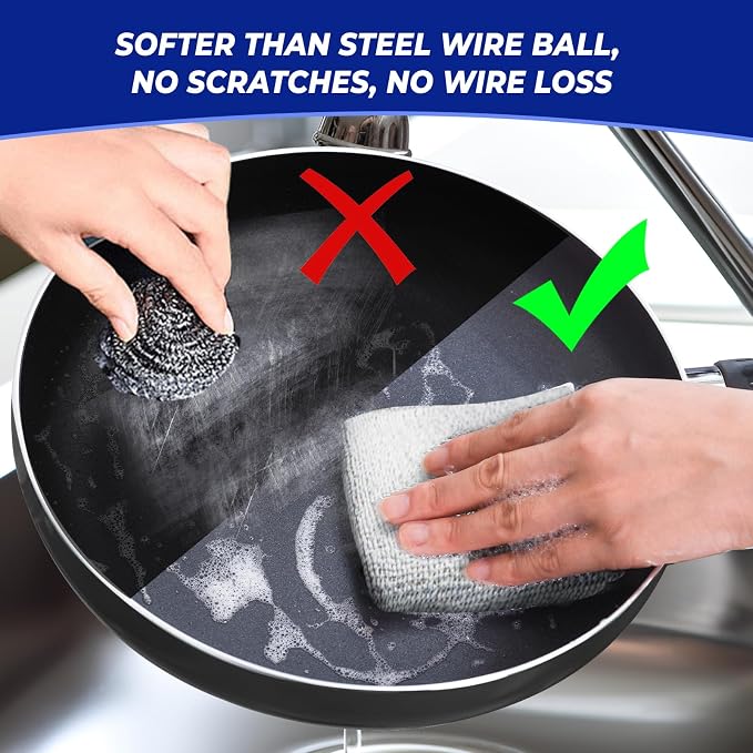 Wangjinpeng 12PK Non-Scratch Steel Wool Dishcloths 9.84X9.84 in - Image 4