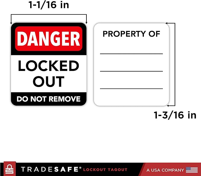 TRADESAFE Lockout Tagout Locks Label, Lock Out Tag Out Padlock Labels in English, Spanish, French, Danger Locked Out, Do Not Remove Loto Locks Stickers