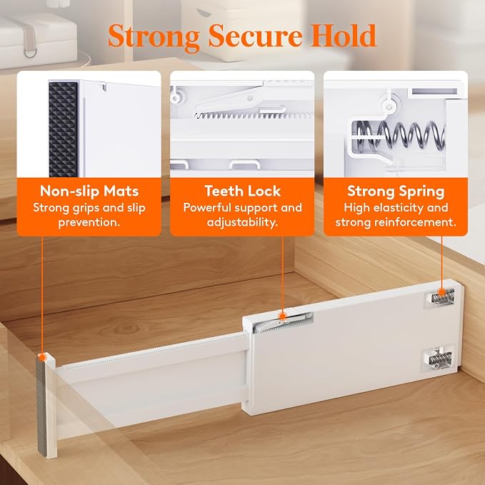 Lifewit 4" High Upgrade Drawer Divider, Adjustable Drawer Organizer Clothes | 4 - Image 4
