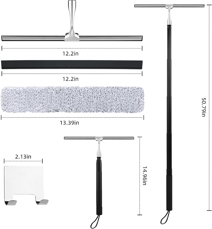 Toncoke 2 in 1 Window Squeegee, Shower Squeegee Window Cleaning Kit - Image 2