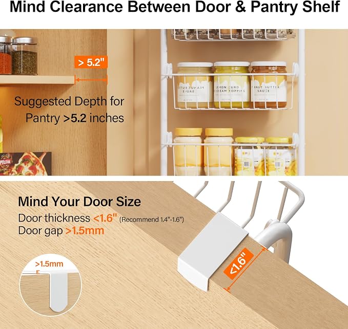 Delamu Narrow Over The Door Pantry Organizer, 8-Tier Metal Pantry Door - Image 3