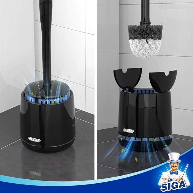 MR.SIGA Toilet Bowl Brush and Holder, Sturdy Long Handle, 1 Pack | Automatic - Image 3