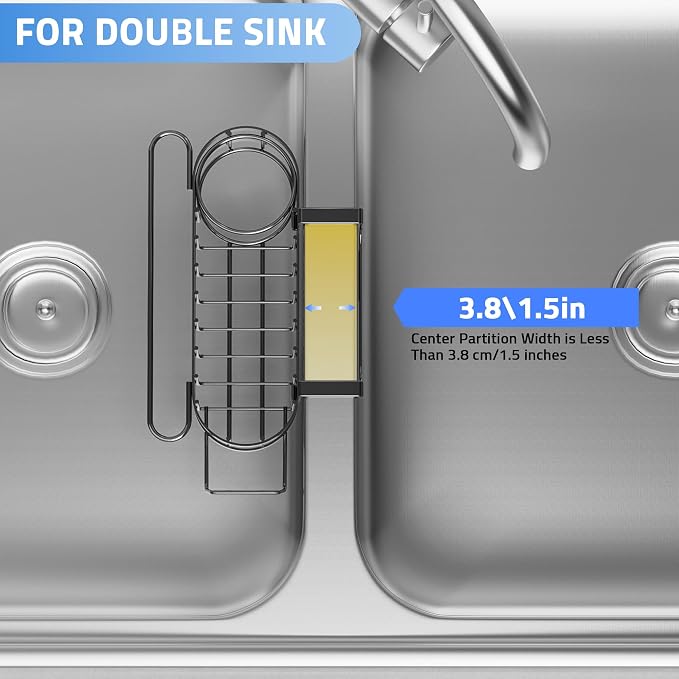 Cisily Kitchen Sink Caddy Sponge Holder in The Sink, Stainless Steel Kitchen - Image 5