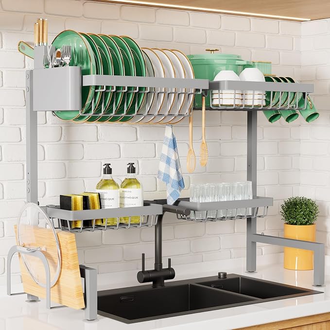Kitsure Adjustable Over The Sink Dish Drying Rack, 26.8" -33.9"x21.5" | Sink by Kitsure
