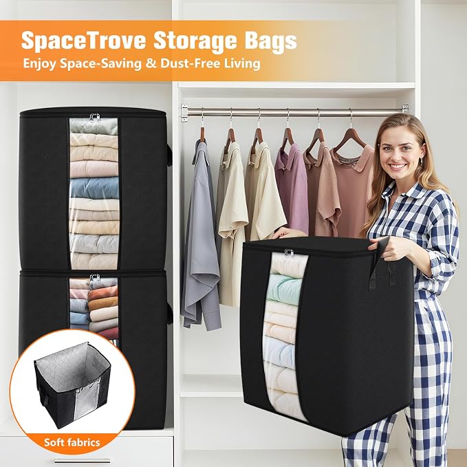 6 Pack Clothes Storage Bags 80L Blanket Storage Container - Image 6