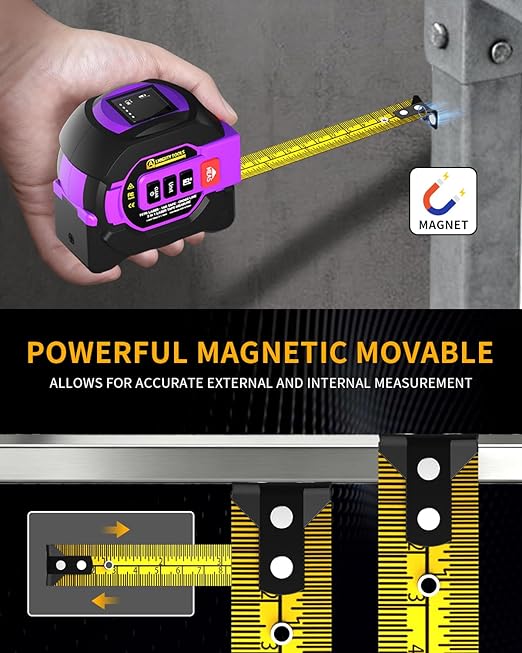 3 in 1 Digital Laser Tape Measure, 197ft/60m Laser Distance Meter, 16ft/5m - Image 5