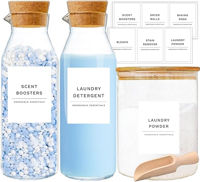 Liquid Laundry Detergent Container, Glass Detergent Bottle by KSOKIMER