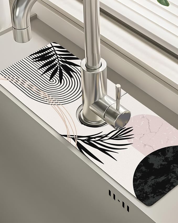 Patterned Sink Faucet Mat Kitchen Splash Guard Super Absorbent Drying Mat by BnhjsdwTablecloth