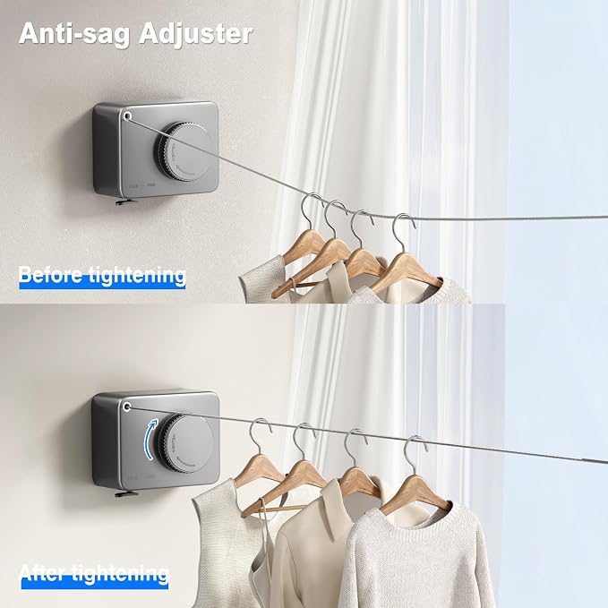 MUSTORN Retractable Clothesline Indoor, Non-Sagging Outdoor Clothes Line - Image 3