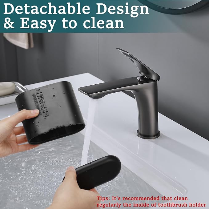 Bamboo Toothbrush Holder for Bathrooms Toothpaste Organizer, Kids Electric - Image 4