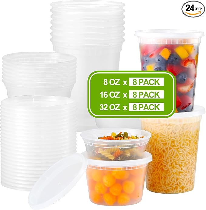 AOZITA 24 Sets Plastic Deli Food Containers by AOZITA