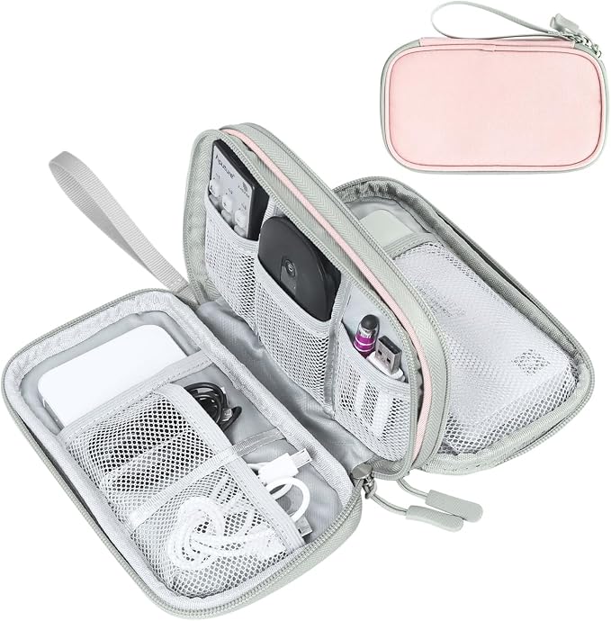 FYY Electronic Organizer, Travel Tech Pouch Bag, Cable Organizer Light Pink | by FYY