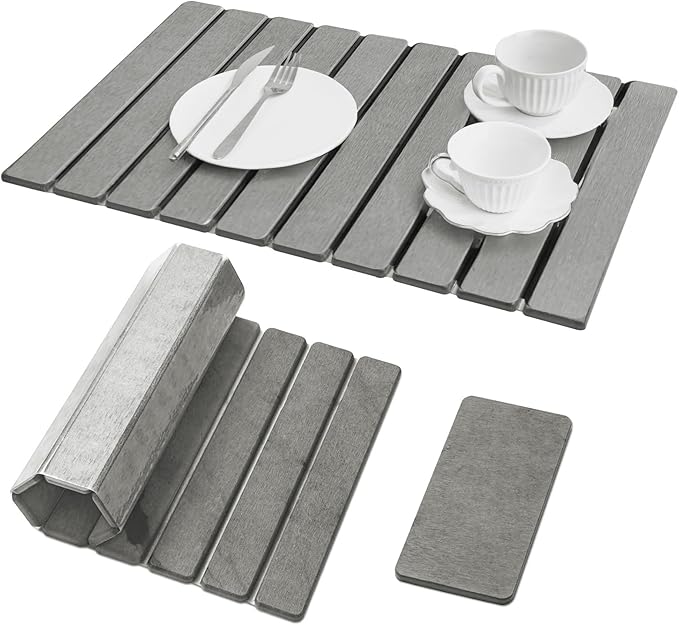Large Stone Dish Drying Mat for Kitchen Counter, Natural Quick Dry Stone Dishes by Dropereum