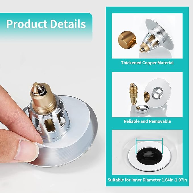 Sink Stopper, Bathroom Sink Drain Strainer - Image 4
