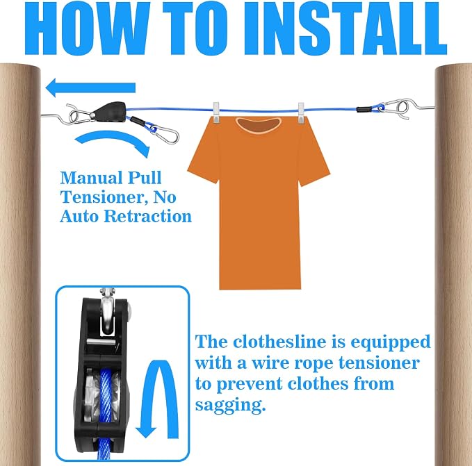 Clothes Line Outdoors 40ft Retractable - Image 8