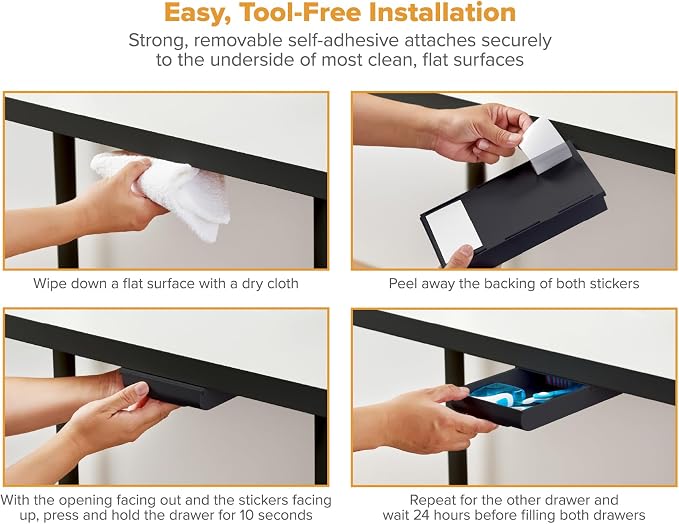 Bostitch Konnect Under Desk Drawer, Self-Adhesive Slide Out Storage Organizer - Image 3
