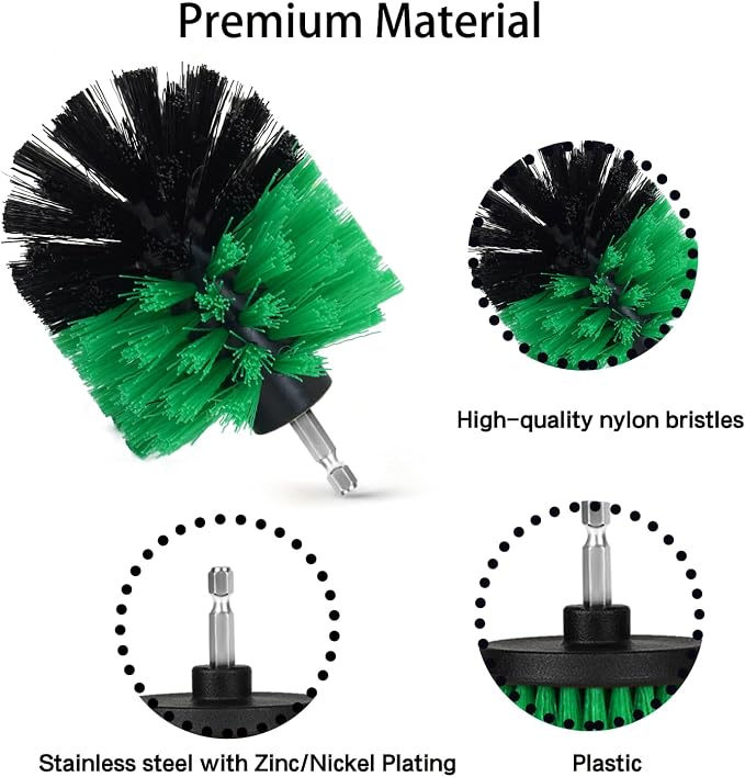 8 Pack Drill Brush Attachment Set, 1/4in Power Scrubber Brush + Extend Long Rod - Image 4