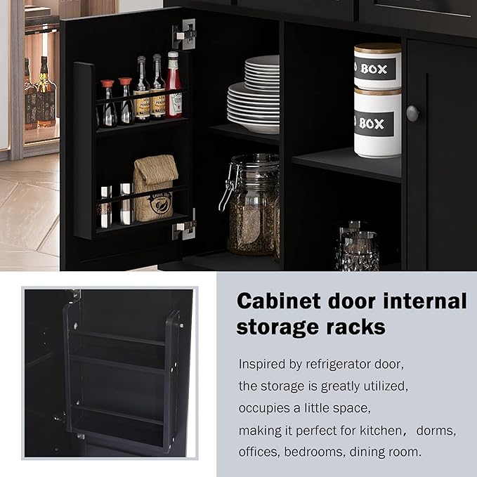 Merax Mobile Kitchen Island Cart Cabinet with Door Internal Storage Racks, 3 Drawers and 5 Rolling Wheels for Dining Room