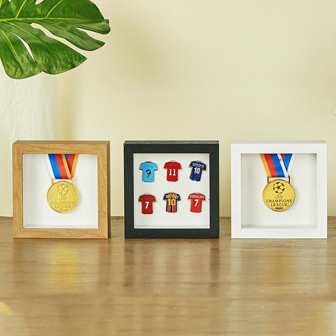 5x5 Mini Shadow Box Display Case Picture Frame with Soft Linen Back,Small Wood Color Shadow Box 5x5 for Flowers Medal Display Case Jersey pet Graduation Memorabilia Baby Ltems Crafts Photos