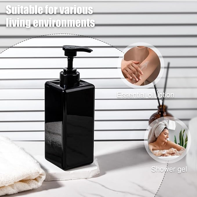 Refillable Lotion Soap Dispenser Plastic Pump Bottle 22oz Black 4 Pack | - Image 6