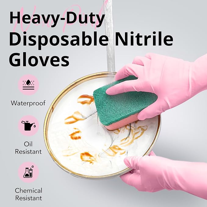 SwiftGrip Disposable Nitrile Dishwashing Gloves, Extended 12 Inches Cuff - Image 2
