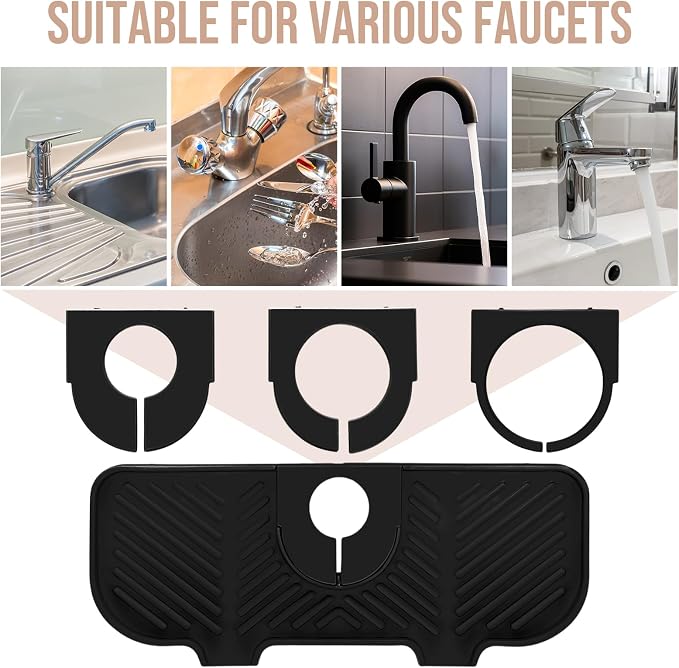 Teenyyou 2 Pcs Silicone Faucet Splash Guard 10.6 ” x 4.3” Kitchen Sink Splash - Image 3